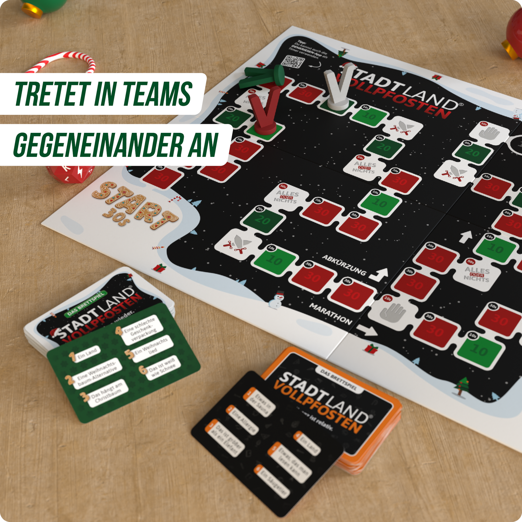 Stadt Land Vollpfosten® Das Brettspiel | Christmas Edition inkl. Classic Erweiterung