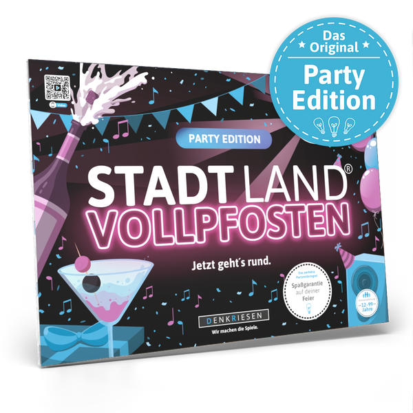 DENKRIESEN Stadt Land Vollpfosten Extreme Party Game - For 2-6 Players Ages 12+, Fun Category Game